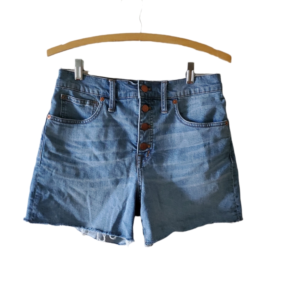 Madewell light wash denim button fly shorts sz 27